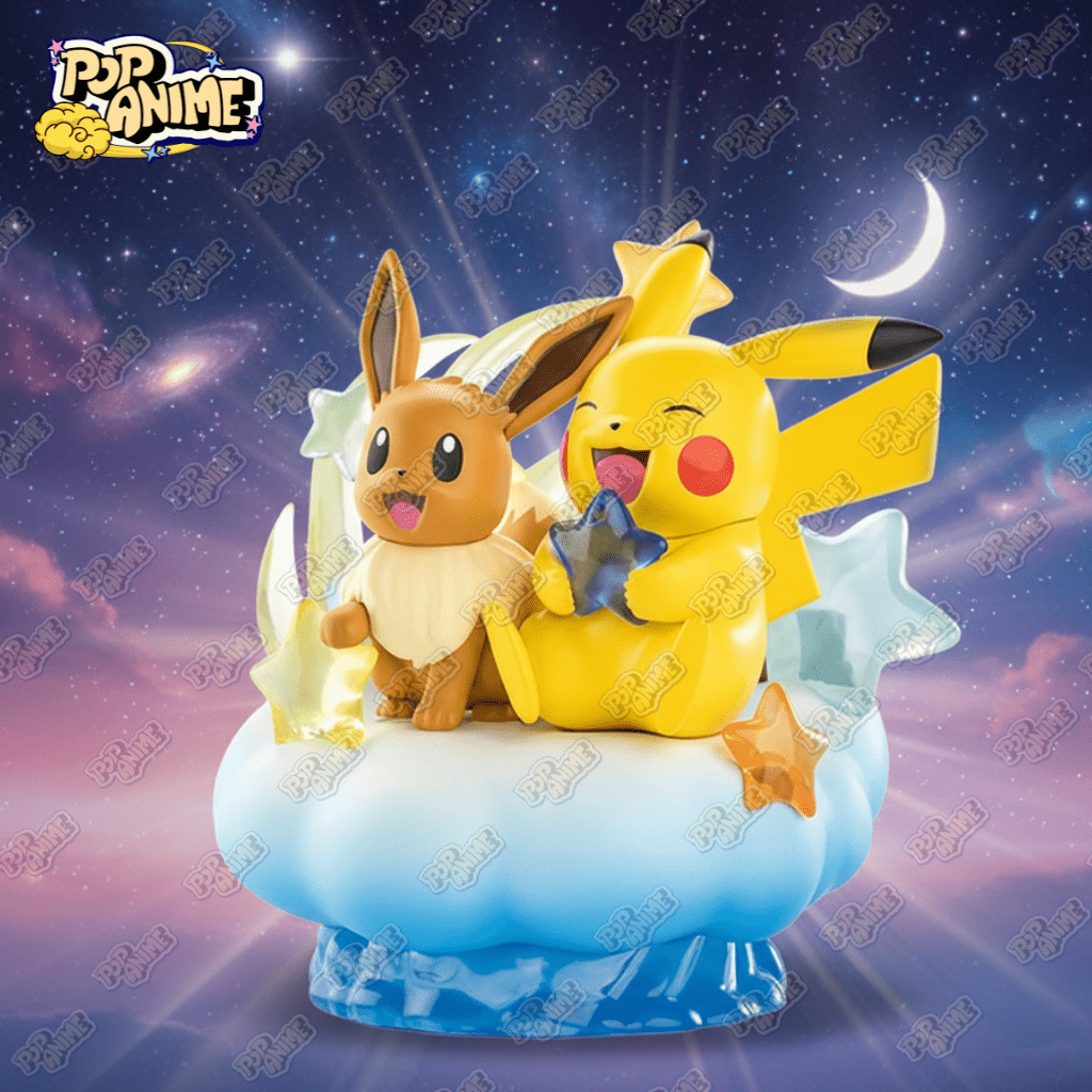 Figurine Pokémon Pikachu & Évoli sur Nuage