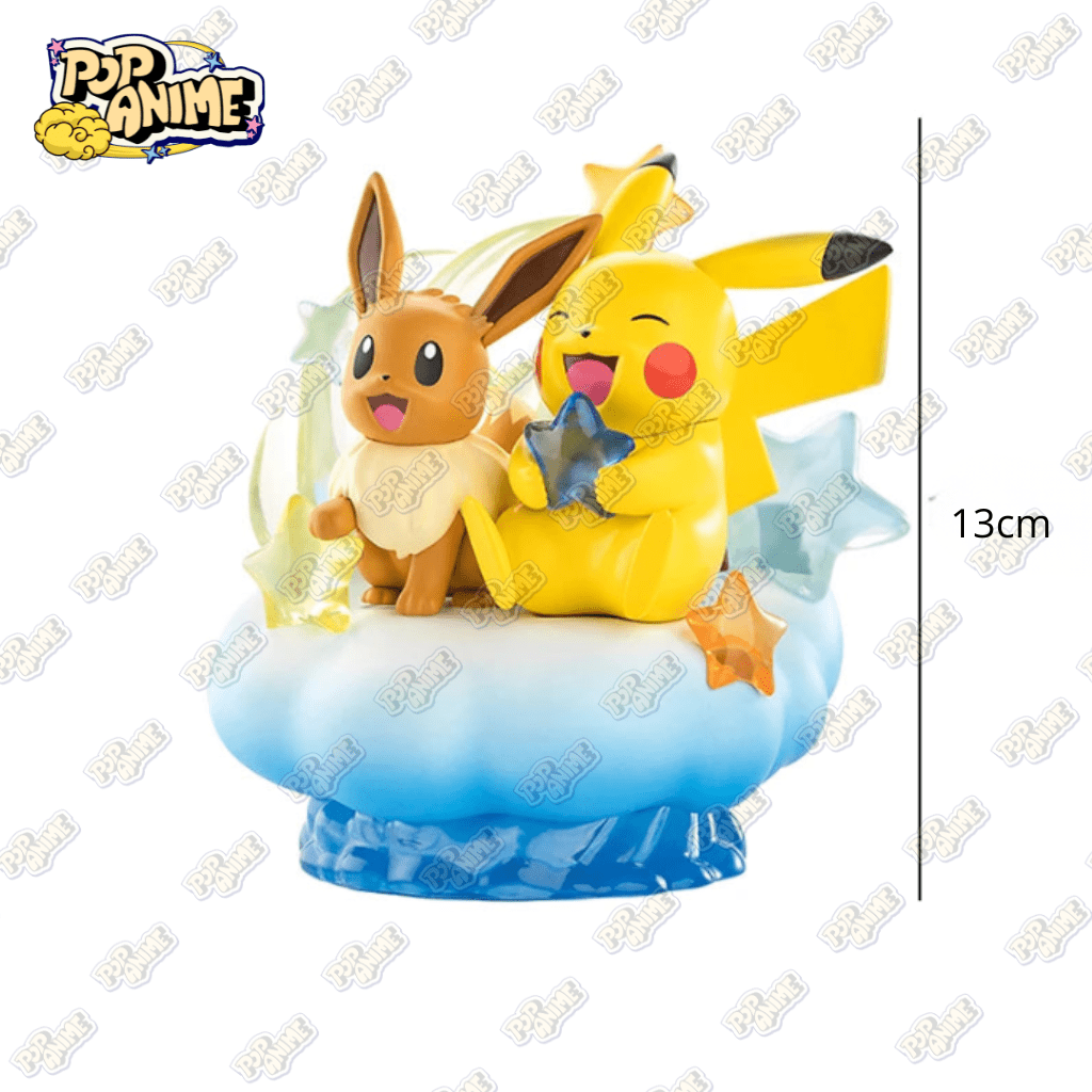 Figurine Pokémon Pikachu & Évoli sur Nuage